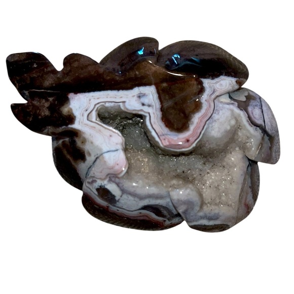 Black Zebra Agate Carved Rose - Picture 3 of 3
